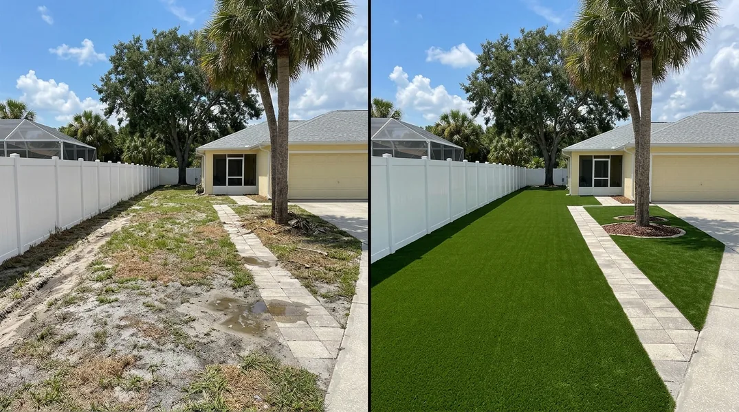Result artificial grass installation in Palm Bay - Palm Bay Turf Installation