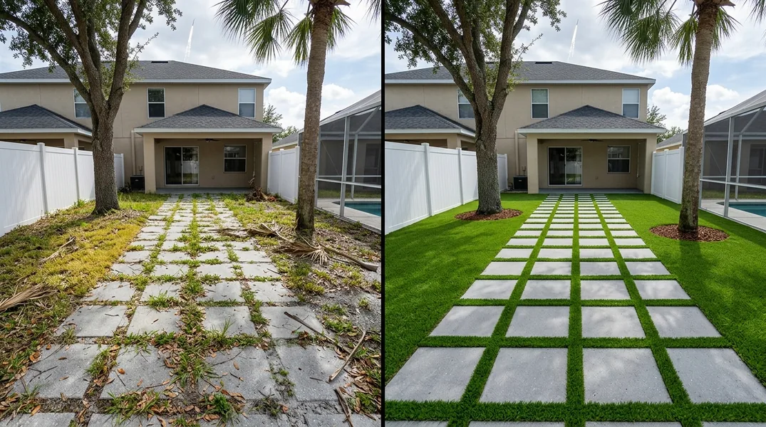 Result artificial grass installation in Palm Bay - Palm Bay Turf Installation