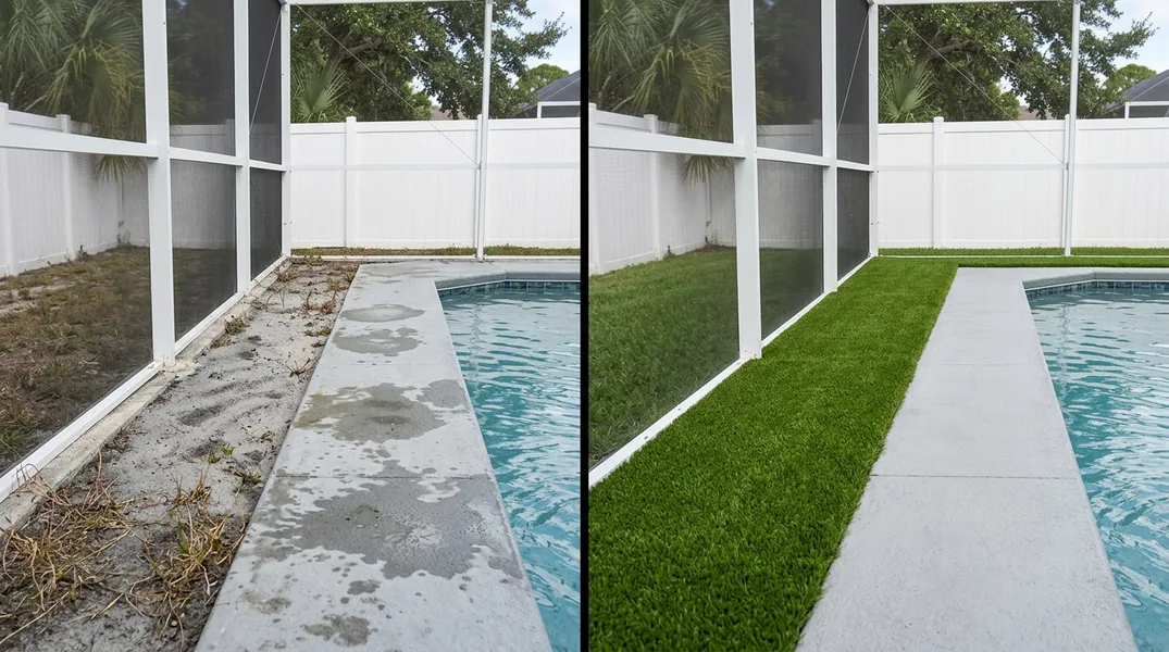 Result artificial grass installation in Palm Bay - Palm Bay Turf Installation