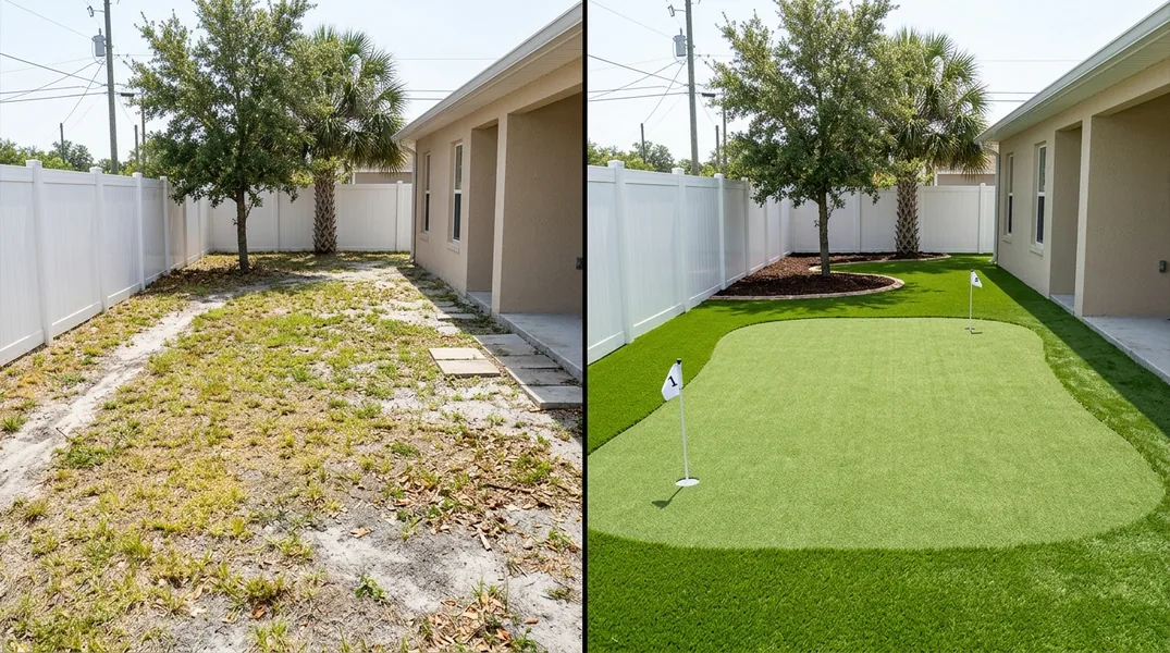 Result artificial grass installation in Palm Bay - Palm Bay Turf Installation